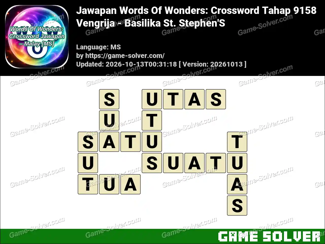 Jawapan Words Of Wonders: Crossword Tahap 9158 – Vengrija – Basilika St. Stephen’S